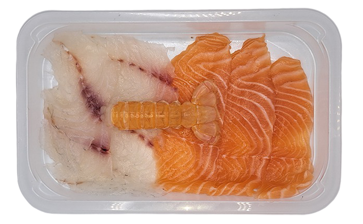 SALMONE BRANZINO SCAMPI CARPACCIO
