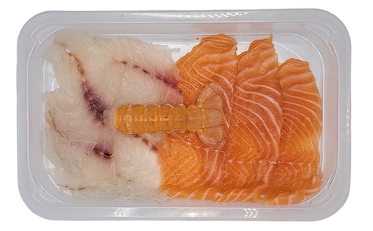 SALMONE BRANZINO SCAMPI CARPACCIO