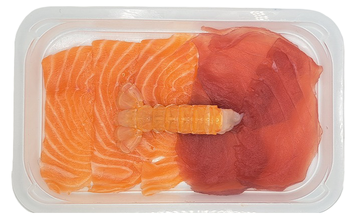 TONNO SALMONE SCAMPI CARPACCIO