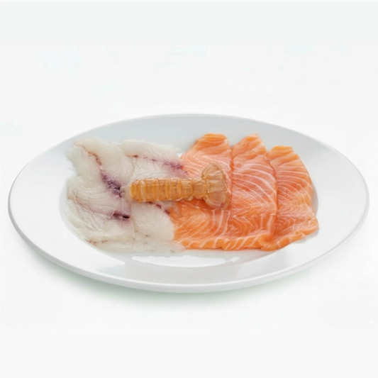 SALMONE BRANZINO SCAMPI CARPACCIO